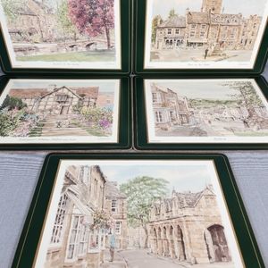 5 Pimpernel English Placemats Assorted Views Towns Villages Cork Backed 9x12 EUC